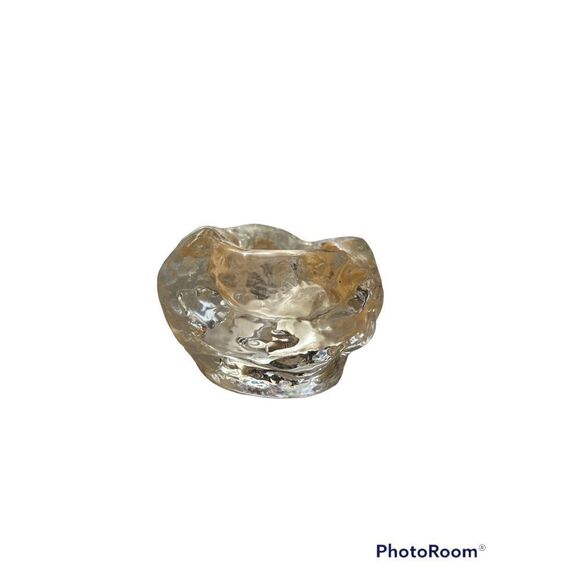 Vintage Abstract heavy crystal tea light candle holder 2.5” - Picture 1 of 3
